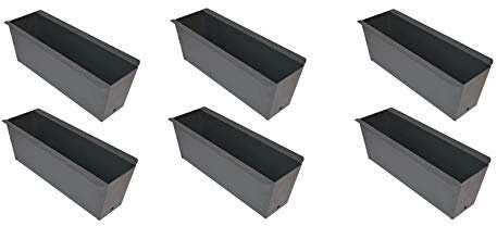 Dio 6X Blumenkasten Anthrazit/Dunkelgrau Balkonkasten Einsatz für Europalette Pflanzkasten ca.35,5 X 12,5 x 12 cm Beet Garten vor der Haustüre für Europaletten oder Pass.Einwegpaletten Einsatz
