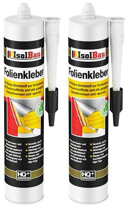 Isolbau Profi Folienkleber - 2 x 450 g Bauelastischer 1K Klebe-Dichtstoff zur Verklebung von Kunststofffolie, Dampfbremsen & Dampfsperren