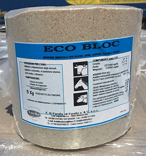 Farella Sel minéral Eco Bloc 5 kg pour bovins, ovins, caprins, équidés et cervidés