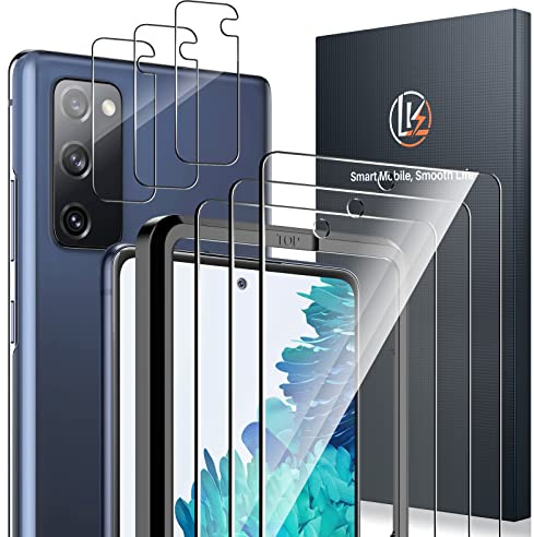 LK für Samsung Galaxy S20 FE für Panzerglas mit 3 Glas & 3 Kameraschutz | 9H Härte Bruchsicher Kratzfest Schutzglas, Anti-Fingerabdruck, Rahmen-Installationshilfe, 0 Staub & Blasen, HD-klar