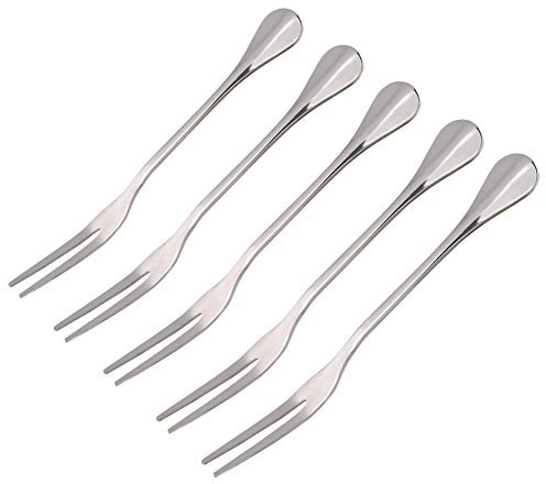 Set di 5 forchette piccole in acciaio inossidabile, forchette da dessert per antipasti, mini forchette da degustazione per sottaceti, forchette da frutta per insalata di cocktail portatili