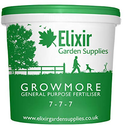 Elixir Gardens Growmore 7-7-7 Special Blend All Round General Purpose Fertiliser | 10kg Tub | Treats 200 sq.m