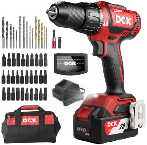 DCK 20V Brushless Hammer Drill, 531 in.lbs, 36000 BPM, 1/2 Keyless All-Metal Chuck, 4.0Ah Battery, 22+1+1 Clutch, Impact Drill Kit for Drilling Brick Wall, Metal, Wood, KDJZ05-13