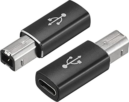 sourcing map USB C Female to MIDI Convert Adapter, Type-C to USB B Adapter Black for Printers, Laptop, Tablet, Piano, Synthesizers, Pack of 2