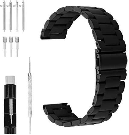 Cobee Metall Ersatz Uhrenarmbänder, Schnellverschluss Edelstahl Uhrenarmbänder für Herren, 20 mm Anstoßbreite, strapazierfähiges Armband mit 1 Federsteg + 4 Ohrstiften, 1 Uhreneinsteller + 3 Nadeln