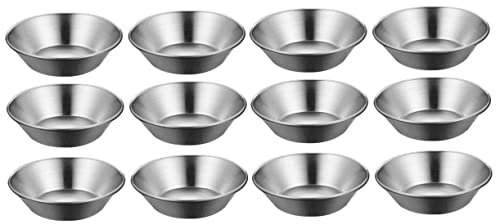 OQHAIR 12 Pcs Stainless Steel Egg Tart Mold Serving Tray Round Cookie Sheet Pans Oven Pans Mini Tart Shells Egg Tart Pan Egg Tart Liners Cup Muffin Mold Baking Tool Egg Tarts Mold 3D Cake