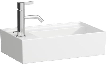 Laufen Kartell lavabo con enjuague manual, grifería a la izquierda, encastrado, sin agujero para grifo, sin rebosadero, 460x280mm, H815335A001121, Color: blanco
