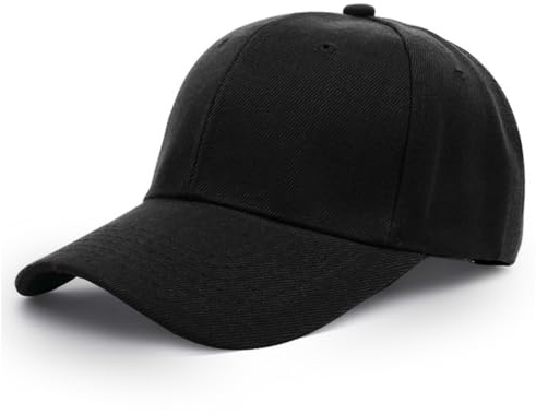 Favuit Baseball Cap Herren Damen, Athletic Baseballkappe Unisex Kappe Verstellbar Einfarbig Basecap Einheitsgröße Baumwolle Sonnenhut für Sport Reisen Draußen (Schwarz)