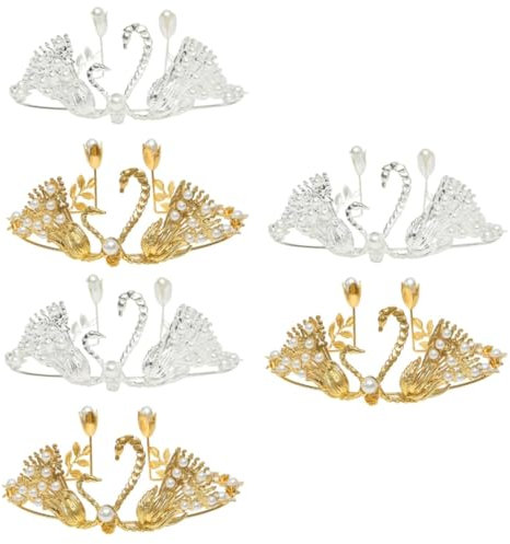 IMIKEYA 6pièces Décoration De Gâteau Anniversaire Métal Avec Couronne De Cygne Accessoires Élégants Pour Gâteaux De Fête or Et De Chaque Couleur