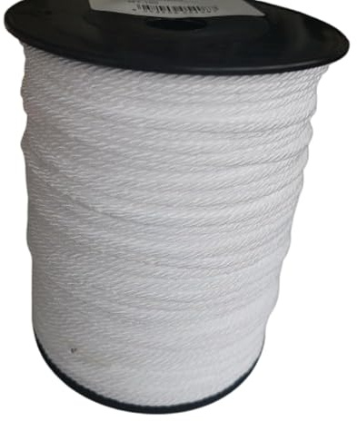 PIZZITALIANI - Cordoncino per Collane Bianco, Diametro 2mm, Rotolo 100m, Passamaneria Decorativa, Resistente e Flessibile, Cordone Intrecciato a 3 Capi, Prodotto in Italia