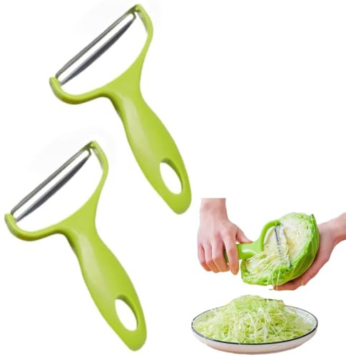 2PC Green Cabbage Shredder,Vegetable Cutter Cabbage Slicer,Stainless Steel Fruit Vegetable Potato Peeler Cabbage Graters Kitchen Must Have for Home Restaurants 18 * 12cm