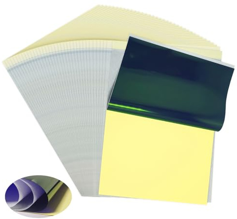 PIXESTT 50 Stück Stencil Papier, A4 Tattoo Transferpapier Werden für Die Tätowierungspraxis Verwendet, Der 4-schichtige Tattoo Papier Kann Eine Vielzahl von Mustern für Die Übertragung von Transfer Z