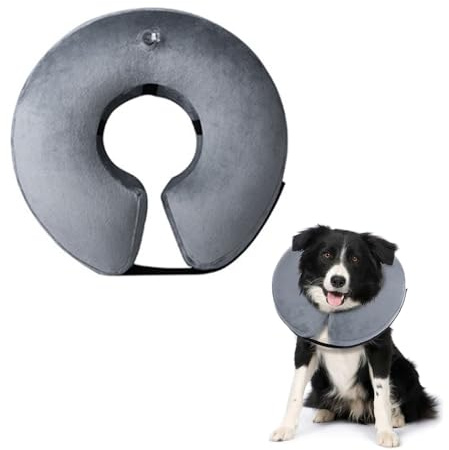 HIOQFR Aufblasbare Halskrause Hund & Katzen Schutzkragen Hund Halsring Hundekragen Leckschutz Weich Hundehalskrause Verstellbarer Trichter Hund Halskragen für Genesung Nach Operationen oder Wunden-L