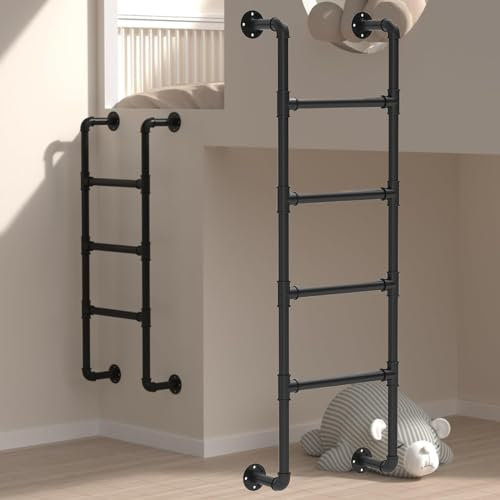 Wandleiter Metall Hochbett Leiter Anlegeleiter Multifunktionsleiter für Kinderbett Hochbett Halbhochbett, Deko Leiter für Buchhandlung Studentenwohnheim Ladder for Home