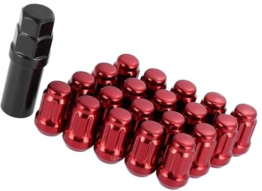 Hihaha 20 tuercas de rueda M12 x 1.5 para coche, herramienta de asiento cónico con 1 llave, material duradero rojo