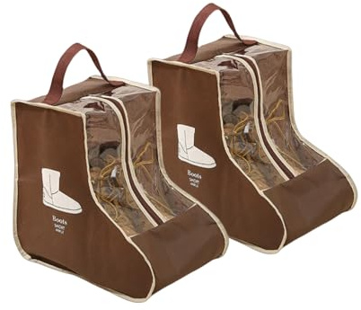 Set di 2 contenitori per stivali, per stivali corti e stivali alti, sacchetti per la polvere per scarpe, custodie per scarpe da viaggio, copertura trasparente per stivali, organizer per scarpe da