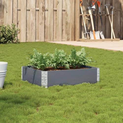 Juroupi Jardinière Gris 80x60 cm Bois Massif de pin,Jardiniere sur Pieds,Bac avec Treillis,Jardiniere Terrasse