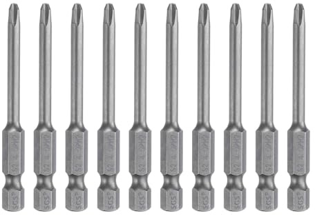 sourcing map Lot de 10 embouts de tournevis cruciformes PH2 6,35 mm à tige hexagonale de 65 mm de long magnétique en acier S2 de qualité industrielle Tige de 4 mm