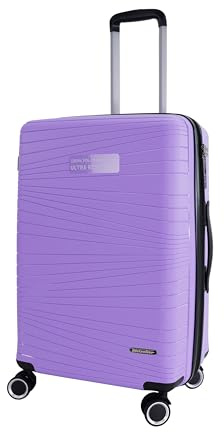 METZELDER Square Valise Rigide 100% Polypropylène Ultra Resistant, souflet Extensible, Serrure Code TSA (Parme (Violet), M (mediume) 64L/76L- 66 x 42 x 27cm - 3.5kg)
