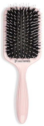 Eagle Fortress Boar Bristle Hair Brush for Women Hair Care - Paddle, Detangler Brush for Wet, Dry & Damaged Hair with Long Pins for Effortless Detangling & Scalp Massage - Pink