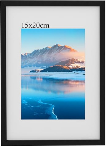 DTXDTech Bilderrahmen 15x20 cm, Rahmen Schwarz Holz, Wandmontierter 6x8inch Posterrahmen- Fotorahmen, für 9.7x14.8cm Fotos (mit Passepartout), Schlafzimmer und Wohnzimmer Dekoration