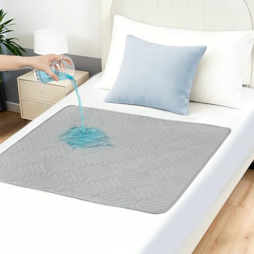 DUJUIKE Protège Matelas imperméable 85x90 CM, Alèse lavable pour incontinence, Protection lit incontinence, Couvre lit imperméable, Absorbant, Alese adulte reutilisable pour Bébé, Enfant, Adulte(Gris)