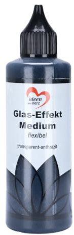 Ideen mit Herz Glas-Effekt-Medium, Wasserbasis, 12-24 Stunden Trocknungszeit, für Glaskunst-Optik (Transparent-anthrazit)