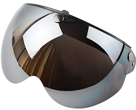 Keenso Helm Visier, Universal 3 Snap Retro Helm Visor Windschutz Sonnenschutz Halbgesicht Motorrad Helme Visor (Silver)