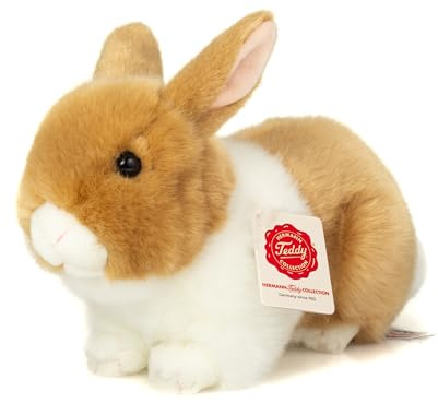 Teddy Hermann 93736 Hase beige-Weiss 23 cm, Kuscheltier | Besonders flauschiger Premium-Plüsch, mit viel Liebe zum Detail, ab 18 Monaten, waschbar, Füllung mit recyceltem Polyester