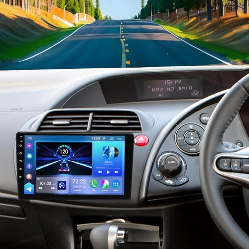 Car Stereo for Honda Civic Hatchback 2005-2011 2GB+32GB Android 13 w/Wireless Carplay & Android Auto Car Radio Receiver MP5 Player 9 GPS Navigation w/AHD Rearview Camera SWC Split Screen