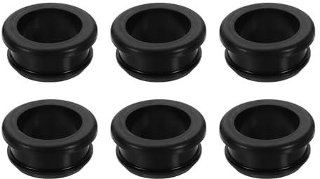 sourcing map 6Pcs Rubber Grommets Fit 0.98 (25mm) Hole Dia.0.59 (15mm) H 0.31(8mm) ID Hole Top Hat Grommet Silicone Rubber Hole Plug Gasket for Electrical Box Cable Pipe, Black