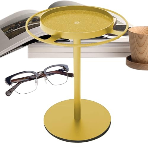 Genérico Gafas de Sol organizadora - Puerta giratoria de Metal de 360 ​​° con Bandeja | Gafas multifunción para Vestuario, mesita de Noche, Dormitorio, Vestuario o Copas de Choque de Escritorio