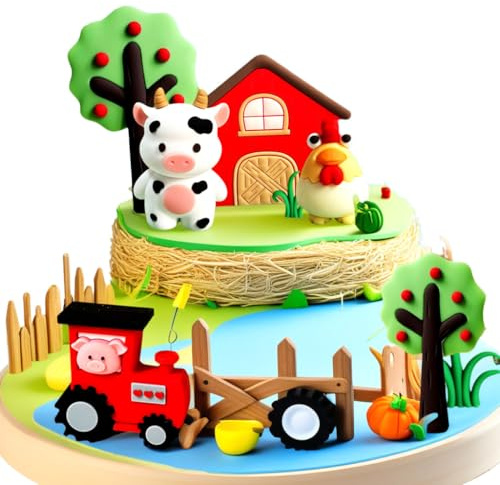 décoration gâteau ferme animaux toppers cupcakes anniversaire vache cochon poule décoration gâteau ferme sujets animaux sans métal