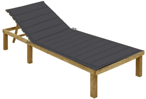 Snsowed Sonnenliege mit Anthrazit Auflage Imprägniertes Kiefernholz, Gartenliege, Liegestuhl, Sonnenstuhl, Sonneninsel Outdoor, Liegen, Gartenmöbel, Bäderliege, Relaxliege - 3065819