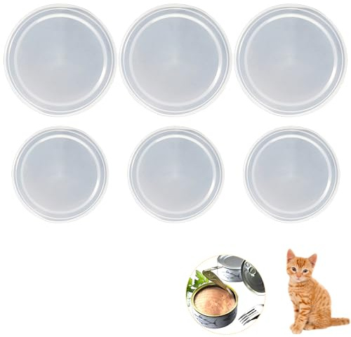 Pack of 6 Lids for Cans, 400 g 800 g, Lid for Cats and Dog Food Cans, Washable Plastic Can Stopper, Storage, Food, Pet Food, Cat Food, Dog Food (3 x 75 mm + 3 x 100 mm)