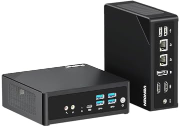 VENOEN Mini PC Twin Lake N150 (hasta 3,6 GHz), Win11 Pro Mini Ordenador de Sobremesa 4K triple pantalla, 32GB DDR5 512GB M.2 SSD, 2*HD, DP, 2*RJ45 LAN, WiFi6, BT5.2, mini computer para Oficina y Hogar