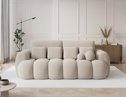 Krudox COT 3 Sitzer Ausziehbar Sofa 256x105x119 cm cm - Schlafsofa mit Bettkasten - Couch mit Stauraum und Kissen - Sofa mit Schlaffunktion - Ausklappbar Schlafsofa - Stoff Royal 18