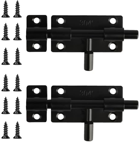 2 Stk Edelstahl Türriegel Schwarz Schieberiegel Türschloss