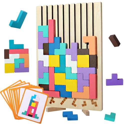 Toivize Jogo Tetris Montessori 3D aus russischen Blöcken mit 10 Kartons, buntes Jogo von Tetris für Erwachsene und Kreationen
