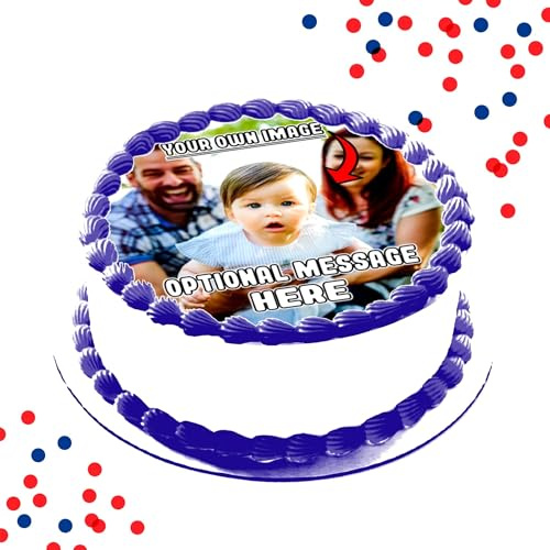 8, 7.5, 7, 6 & 5 Inch CIRCLE - Your Own Edible Photo - Premium Personalised Cake Topper on Wafer or Icing - Print Any Image & Add a Personal Message - Custom Precut Birthday Party Decorations