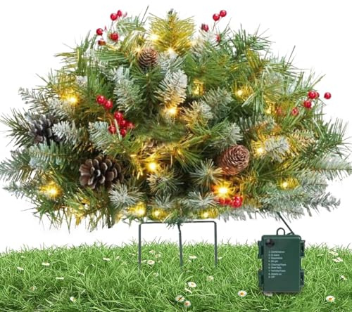christmas planter filler illuminated holiday stake outdoor garden accent porch yard decoration festive floral display accessory seasonal window decor winter retail showcase glowing ornament patio ligh