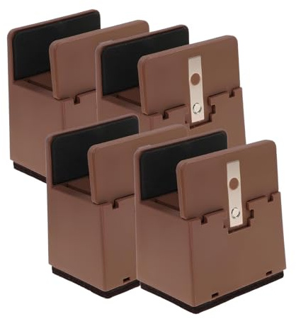 WATAOW Lot de 4 Réhausseur de Lit Robuste avec Serre-Joints Réglables, Rehausseur Meuble pour Canapés Chaises Bureaux, Chargeable Jusqu'à 200kg(Brown,5cm Raise,1-3.7cm Width)