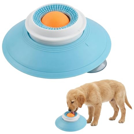 Dog Lick Bowl Slow Feeder for Anxiety Relief, UFO Shape Anti-Toppling Lick Mat for Dogs & Cats, Interactive Enrichment Treat Dispenser Toy for Boredom, Peanut Butter Licking Mat for Grooming & Trainin