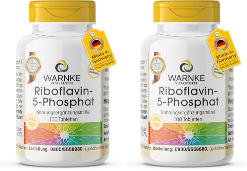 Riboflavine 5-phosphate - vitamine B2 - végétalien - 100 comprimés - riboflavine active | Warnke Vitalstoffe - Qualité des pharmacies allemandes (Lot de 2)