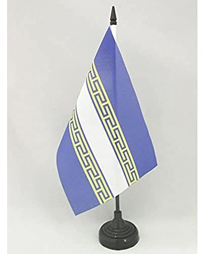 AZ FLAG Drapeau de Table Marne 21x14 cm Polyester 100D Socle Plastique | Usage intérieur Drapeau de bureau français finition cousue et bords renforcés avec mât en plastique et socle en plastique