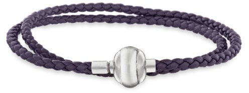 Tuscany Silver Charms Unisex Silber Magnetisch Bettelarmband - Lila Geflochtenes Leder 40cm/16zoll