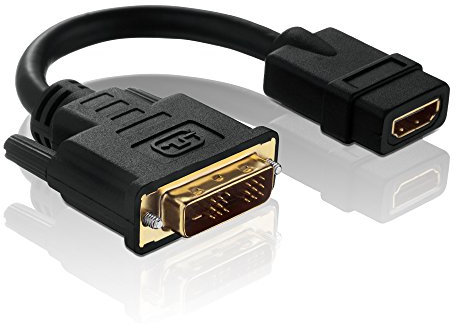PureLink PI065 Adattatore DVI/HDMI ad alta velocità (DVI-D maschio (18 + 1) a HDMI A femmina), certificato, 0,1 m