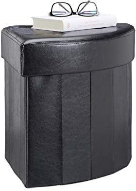 Relaxdays Hocker eckig, Faltbarer Polsterhocker mit Aufbewahrung, schwarz | moderner Sitzhocker HBT: 38 x 38 x 38 cm