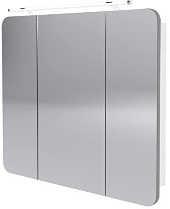 FACKELMANN LED Spiegelschrank Milano/Badschrank mit 3D Effekt/Soft-Close/Maße (B x H x T): ca. 90 x 78 x 15,5 cm/Schrank mit Spiegel & LED-Beleuchtung fürs Badezimmer / 3 Türen/Korpus: Weiß