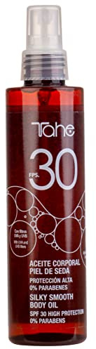 Tahe Sun Protect Aceite Corporal Piel de Seda con Protección Alta SPF 30 Hidrata y Broncea UVA-UVB, 200 ml